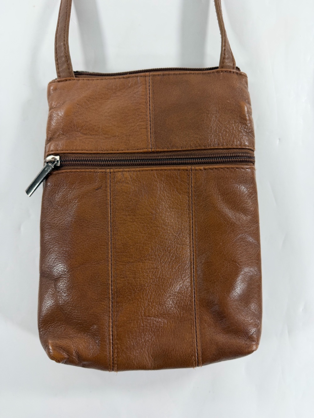 C-Bags Italian Leather Crossbody Bag Brown Organizer Shoulder Purse Y2K 2003